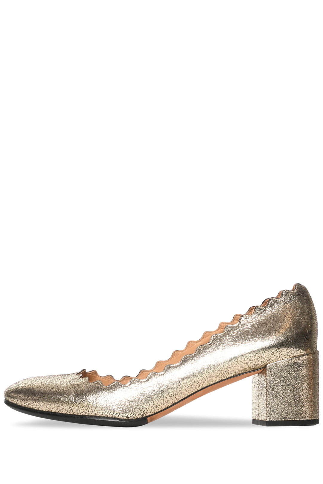 Chloe Size 39 Metallic Scalloped Lauren Mid Heel Pumps