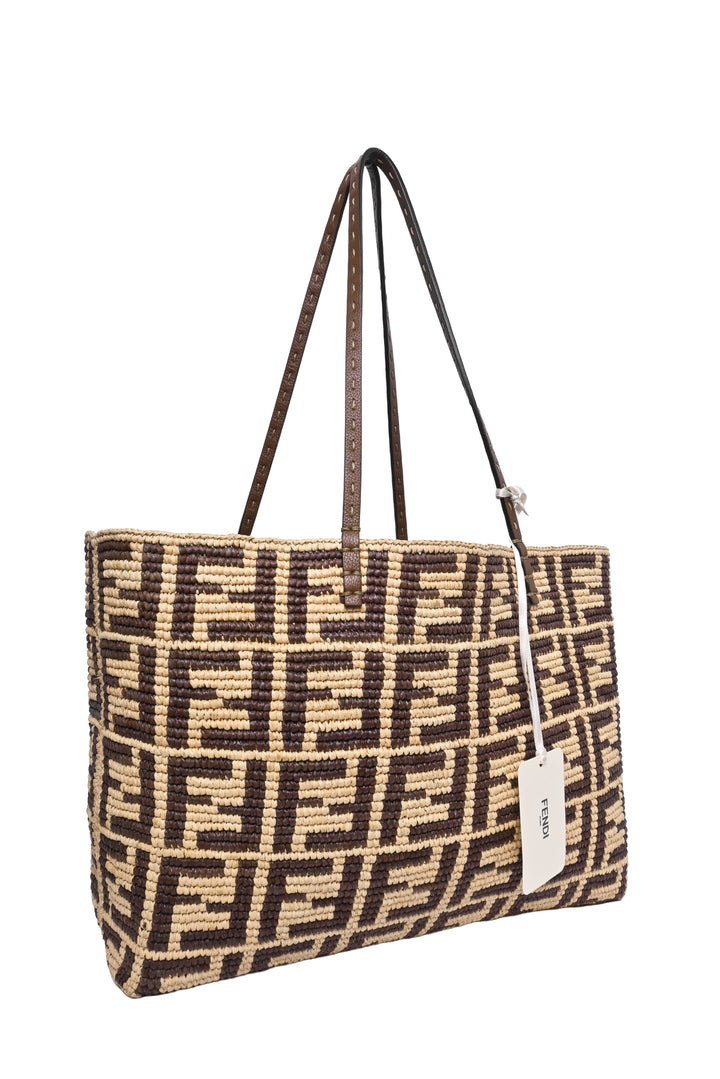 Fendi Large Roll FF Raffia Tote