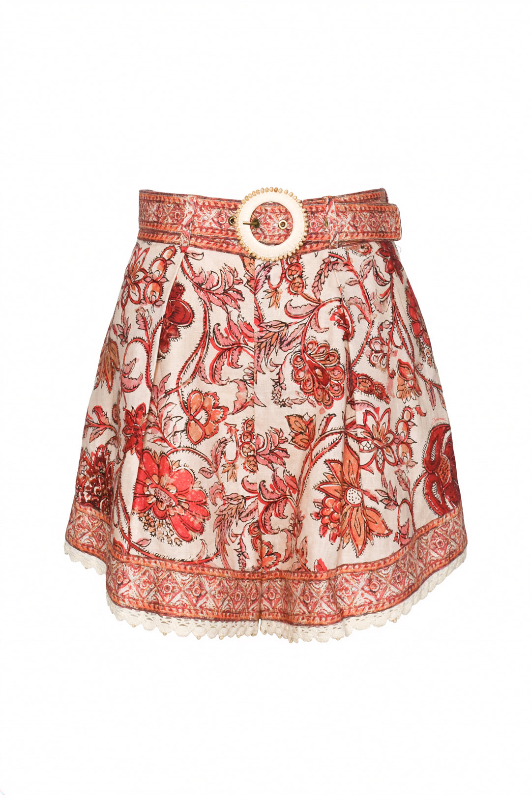 Zimmermann Size 2 Vitali Trimmed Tuck Belted Shorts
