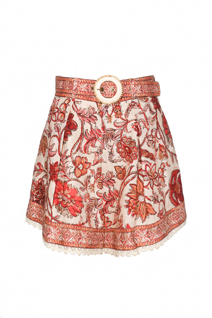 Zimmermann Size 2 Vitali Trimmed Tuck Belted Shorts