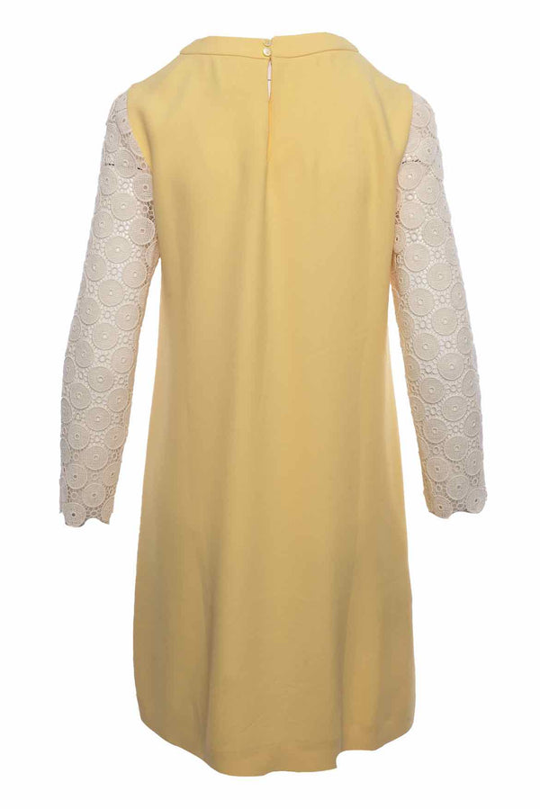 Miu Miu Size 40 Yellow & Eyelet Cream Sleeve Dress