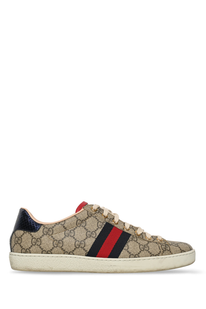 Gucci Size 40 GG Supreme Monogram Ace Low Top Sneaker