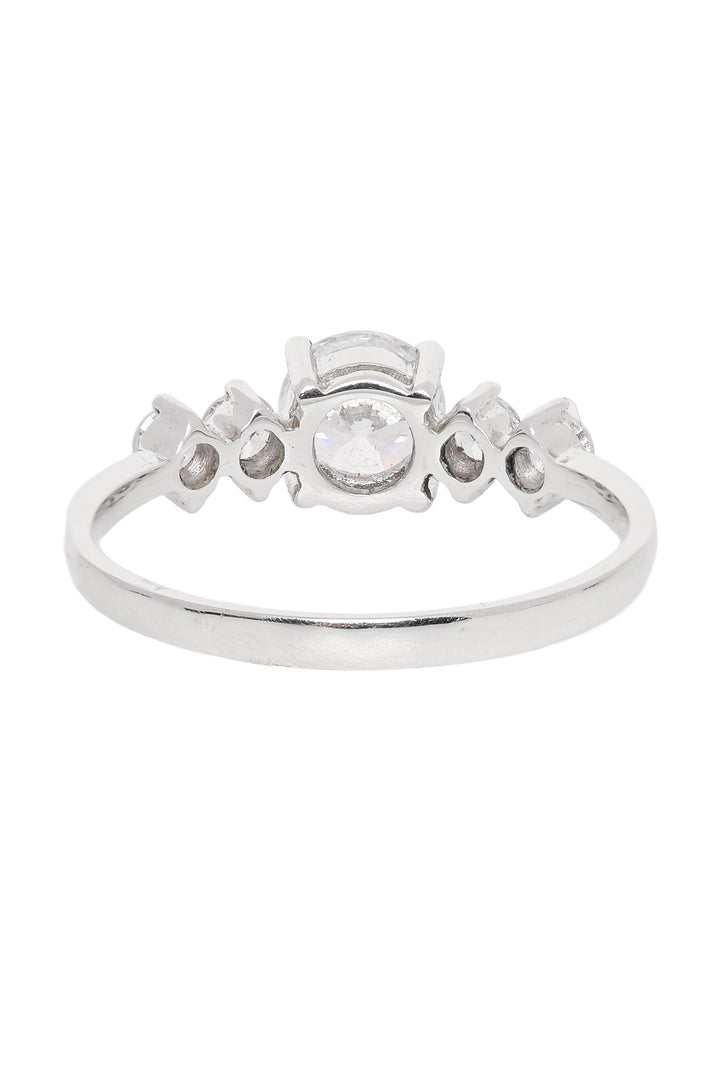 18KT White Gold and Glass Crystals Size 5.5 Ring