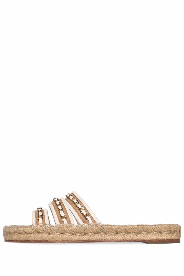 Chanel Size 41 Chain Espadrille Slip On Sandals