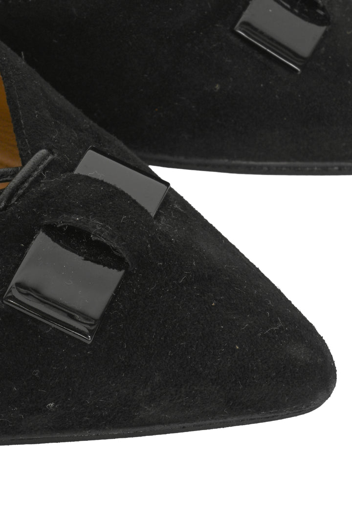 Salvatore Ferragamo Size 7.5 Patent Bow Suede Lace Up Pointed Flats