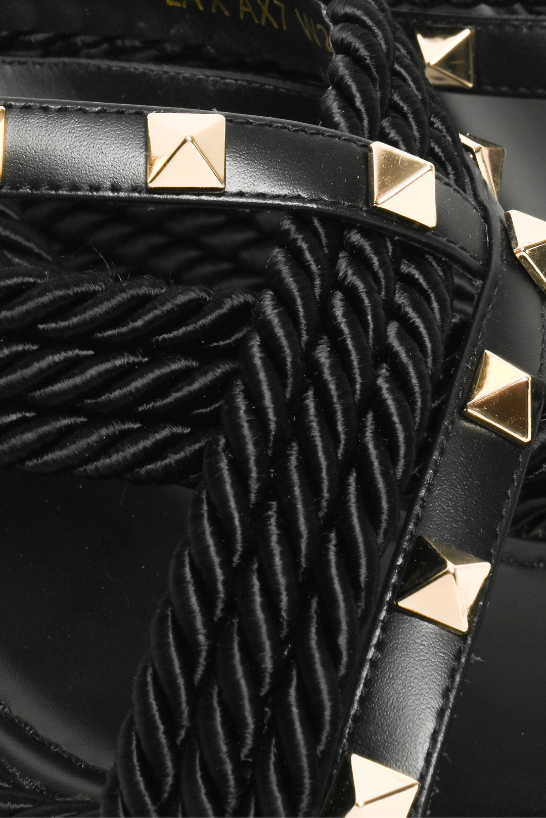 Valentino Size 38 Square Toe Pyramid Studded Espadrille Wedge Sandals