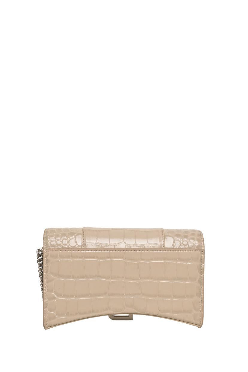 Balenciaga Hourglass Wallet on Chain Croc Embossed Crossbody