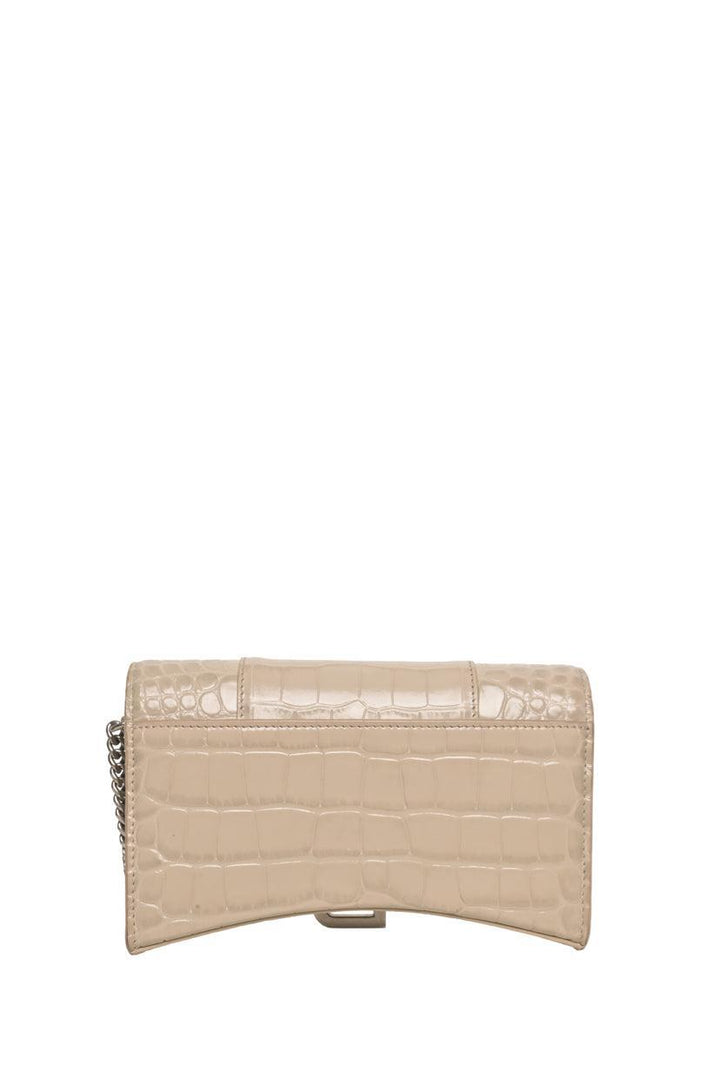 Balenciaga Hourglass Wallet on Chain Croc Embossed Crossbody