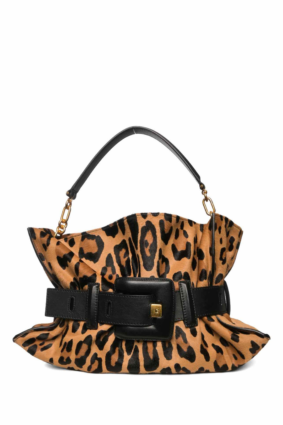 Balmain Anthem Medium Ponyskin-Style Leopard Shoulder Bag