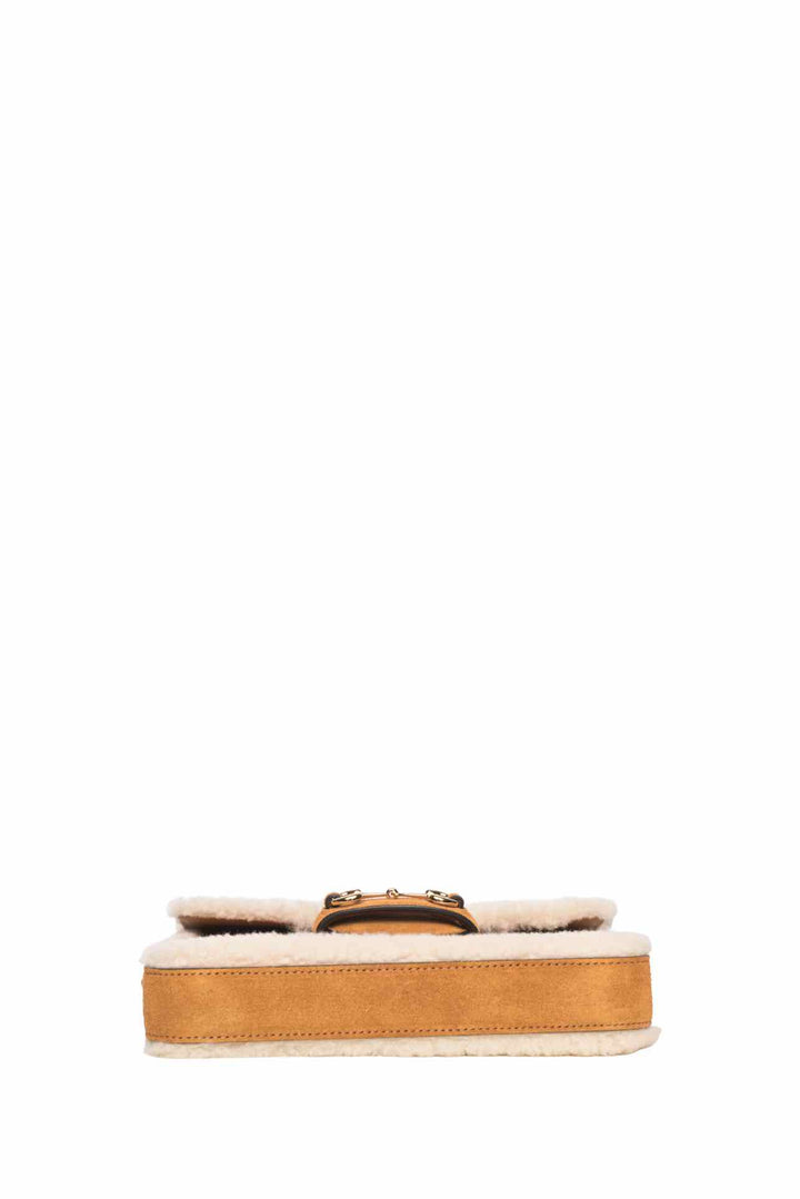 Gucci Suede Shearling Horsebit Mini 1955 Shoulder Bag