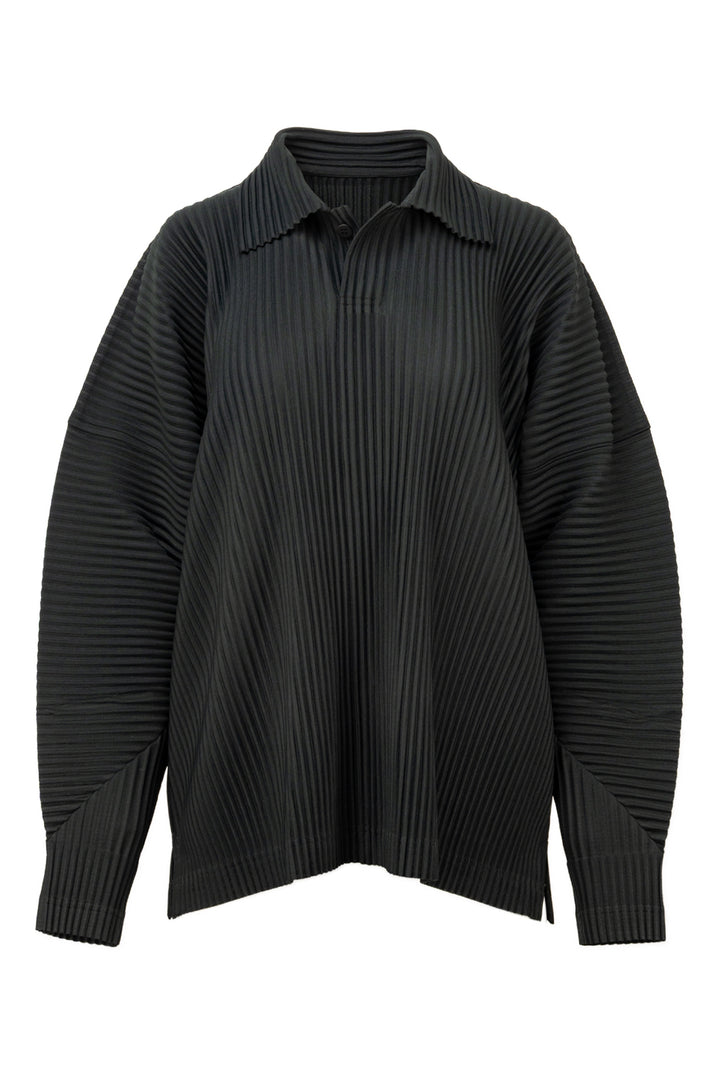 Issey Miyake Size 3 Men's Pleated Shirt Long Sleeve Polo