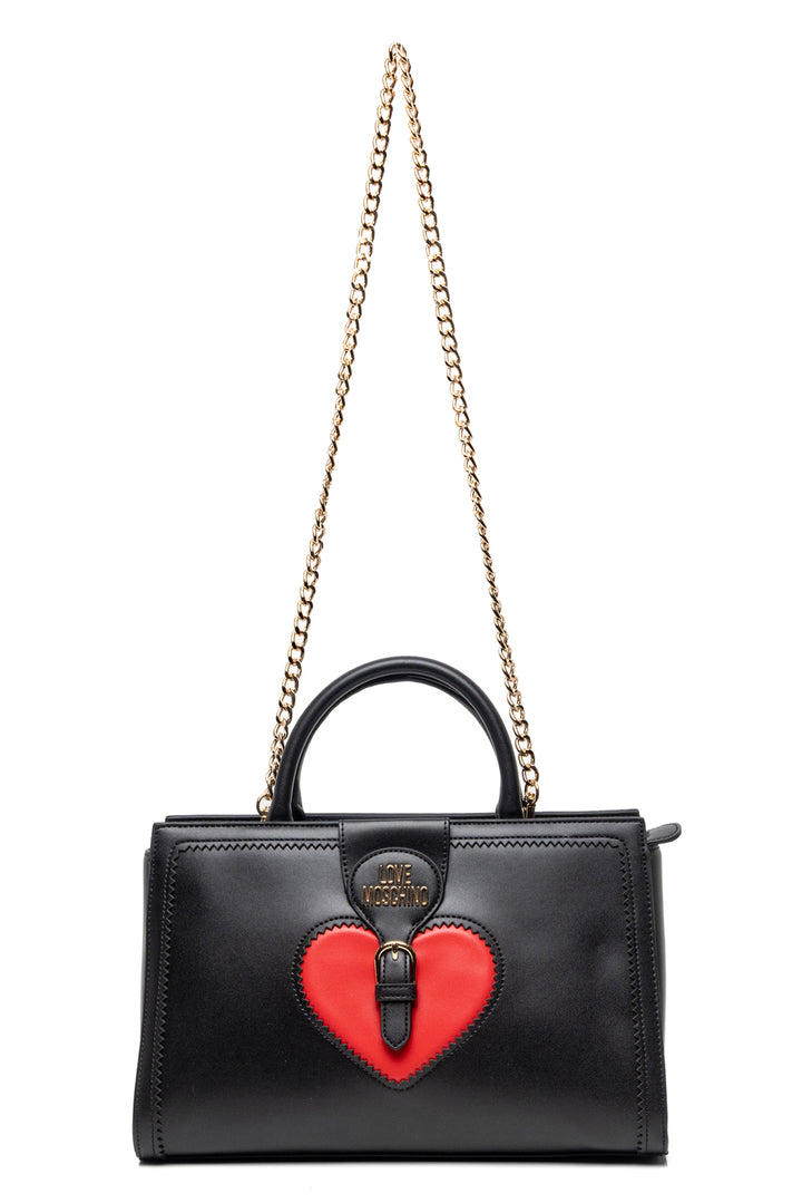 Love Moschino Leather Top Handle Heart Tote