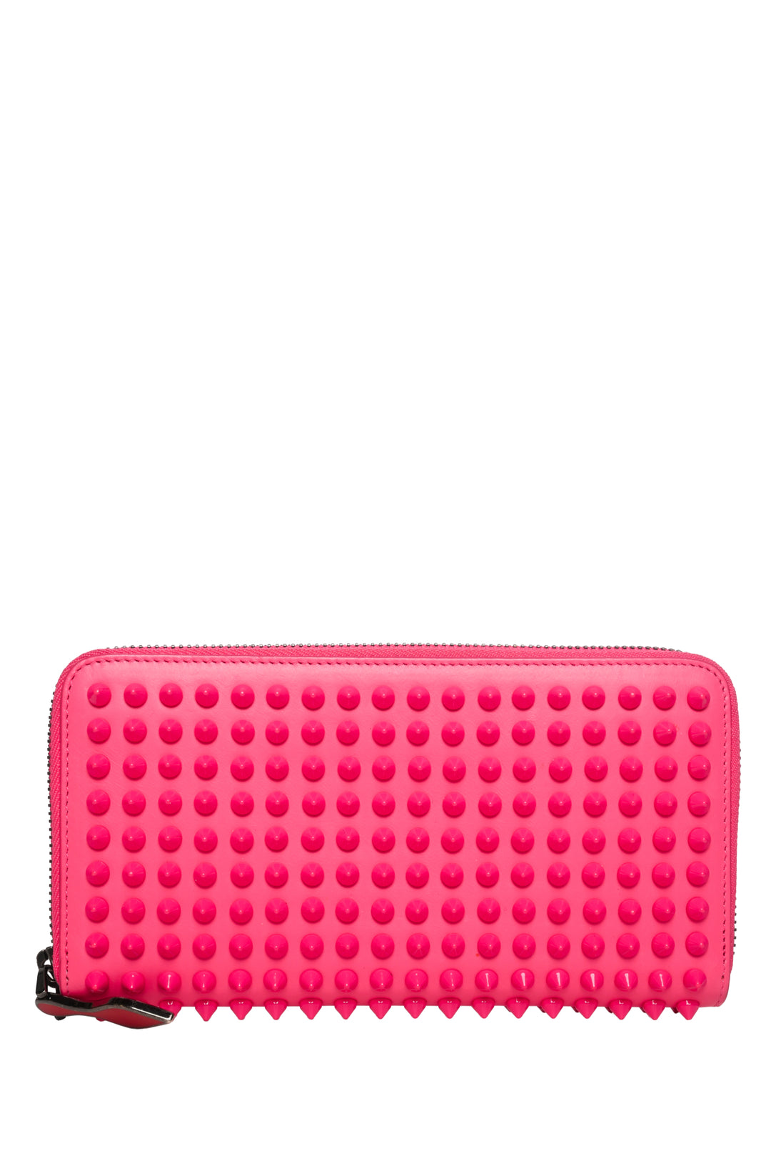 Christian Louboutin Leather Panettone Spike Zip-Around Wallet