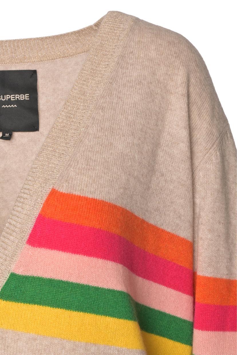 Le Superbe Size M Double Rainbow Boyfriend Cardigan