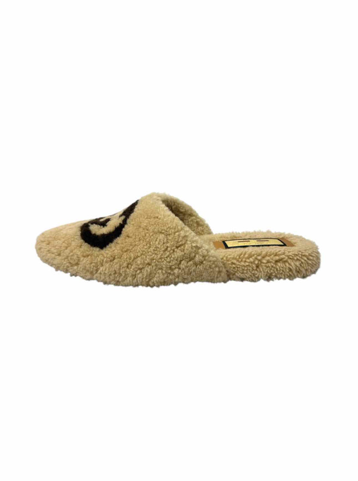 Gucci Size 38 Eileen Shearling GG Logo Slipper Flats