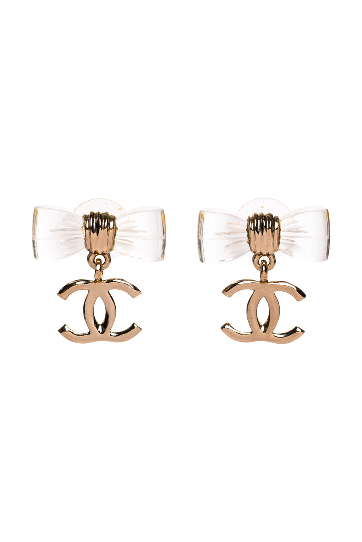 Chanel 2025 Bow CC Drop Earrings