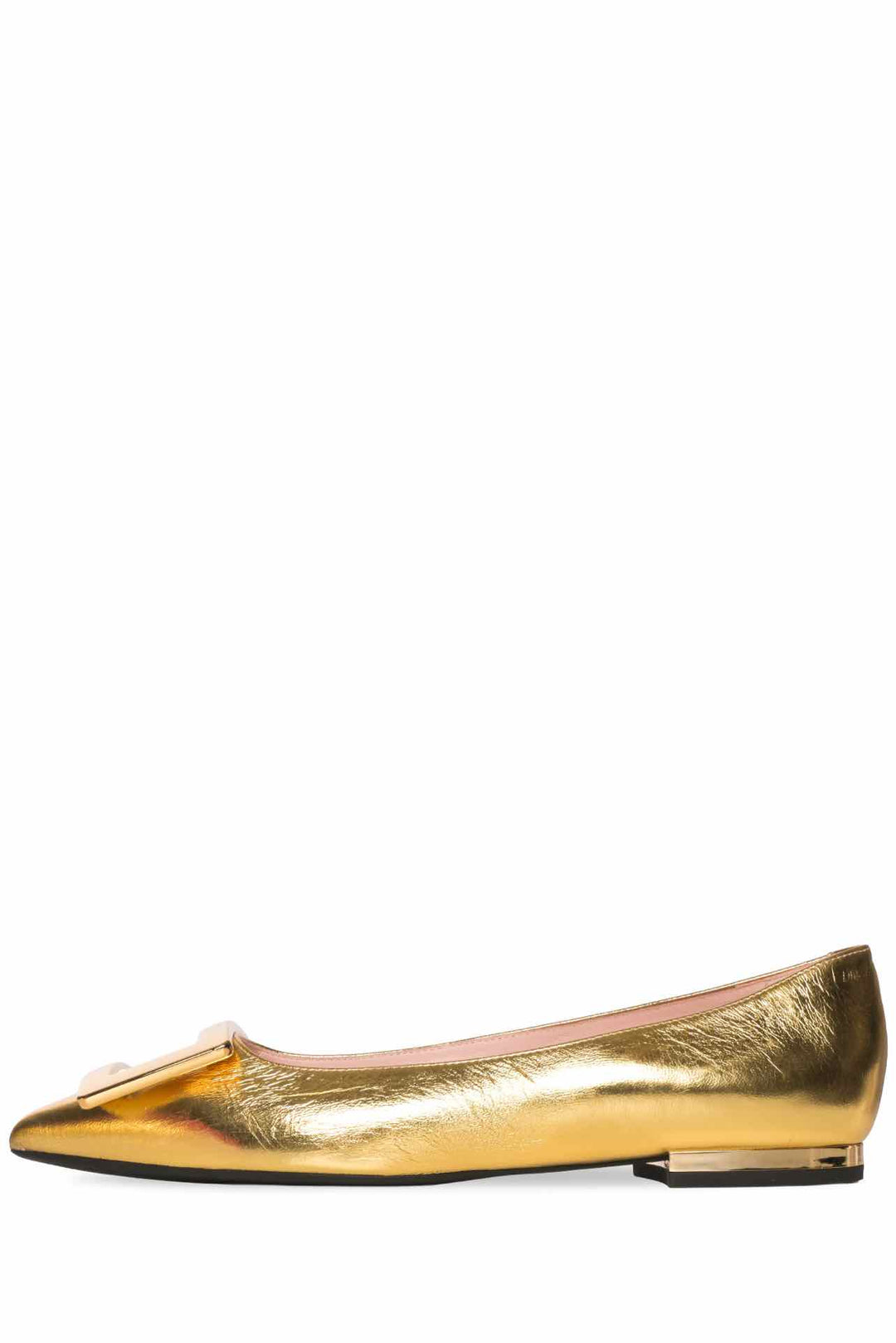 Roger Vivier Size 37.5 Gommettine Metallic Leather Ballet Flats
