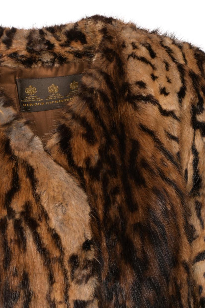 Holt Renfrew Furs Size M Birger Christensen Leopard Print Muskrat Coat