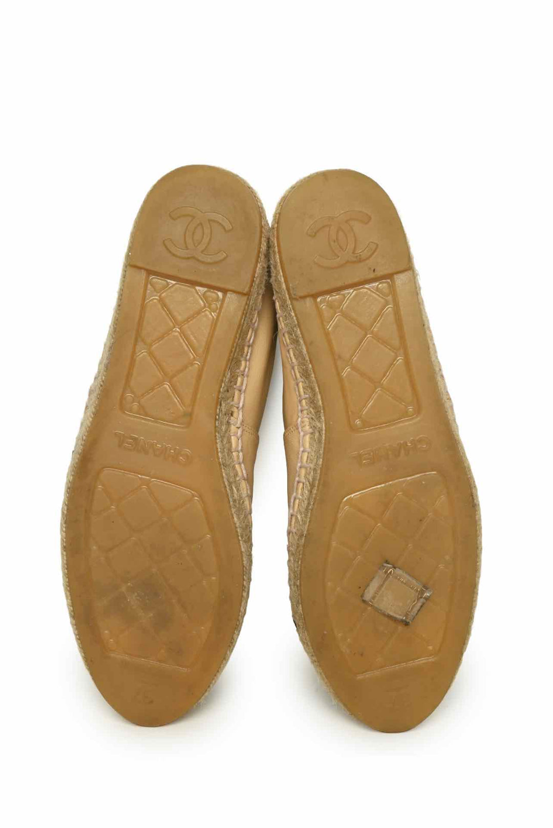 Chanel Size 37 Lambskin CC Espadrille Flats