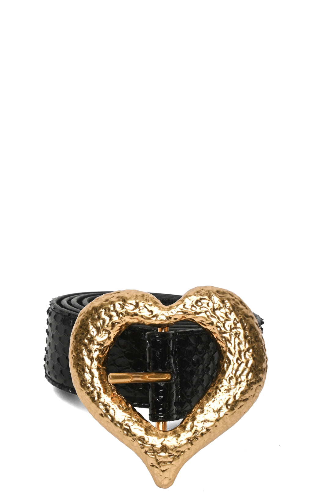 Saint Laurent Size 80 YSL Cintura Sintra Heart-Buckle Snakeskin Belt