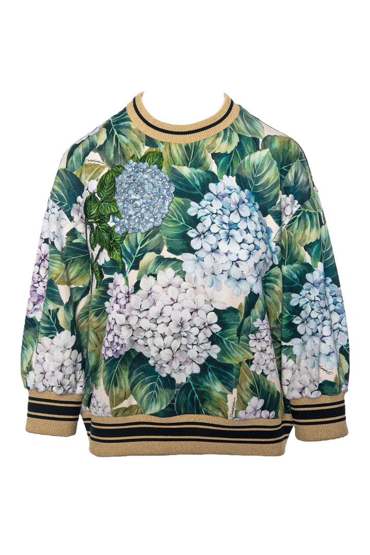 Dolce & Gabbana Size 46 Hydrangea Printed Sweatshirt