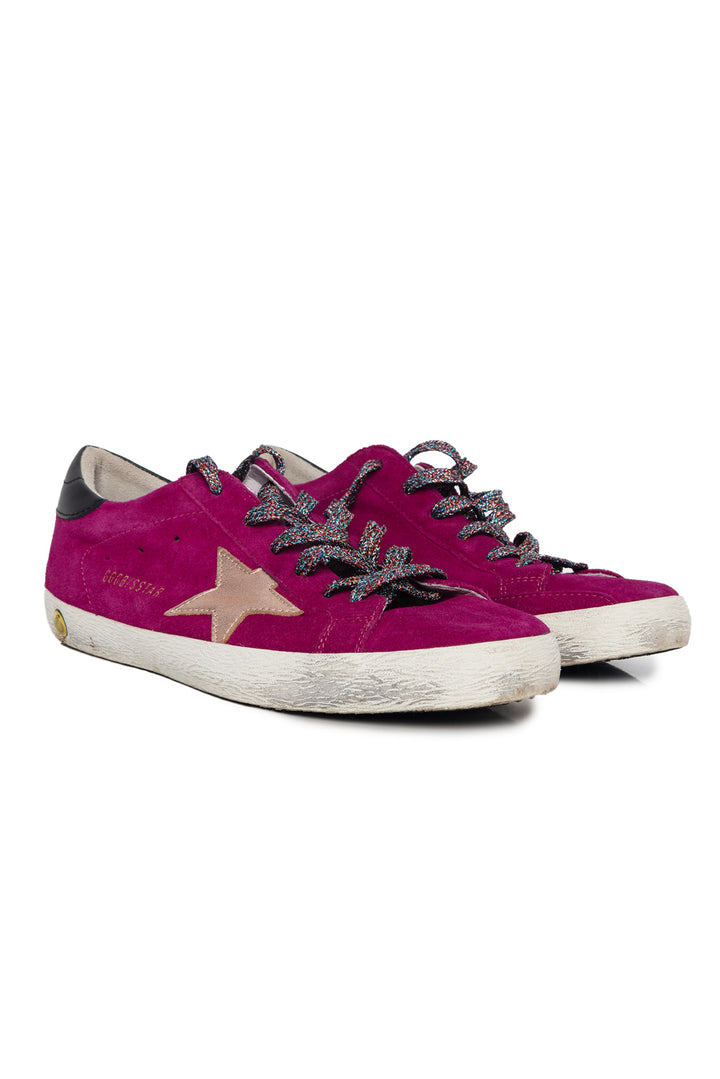 Golden Goose Size 40 Superstar Suede Metallic Star Sneakers