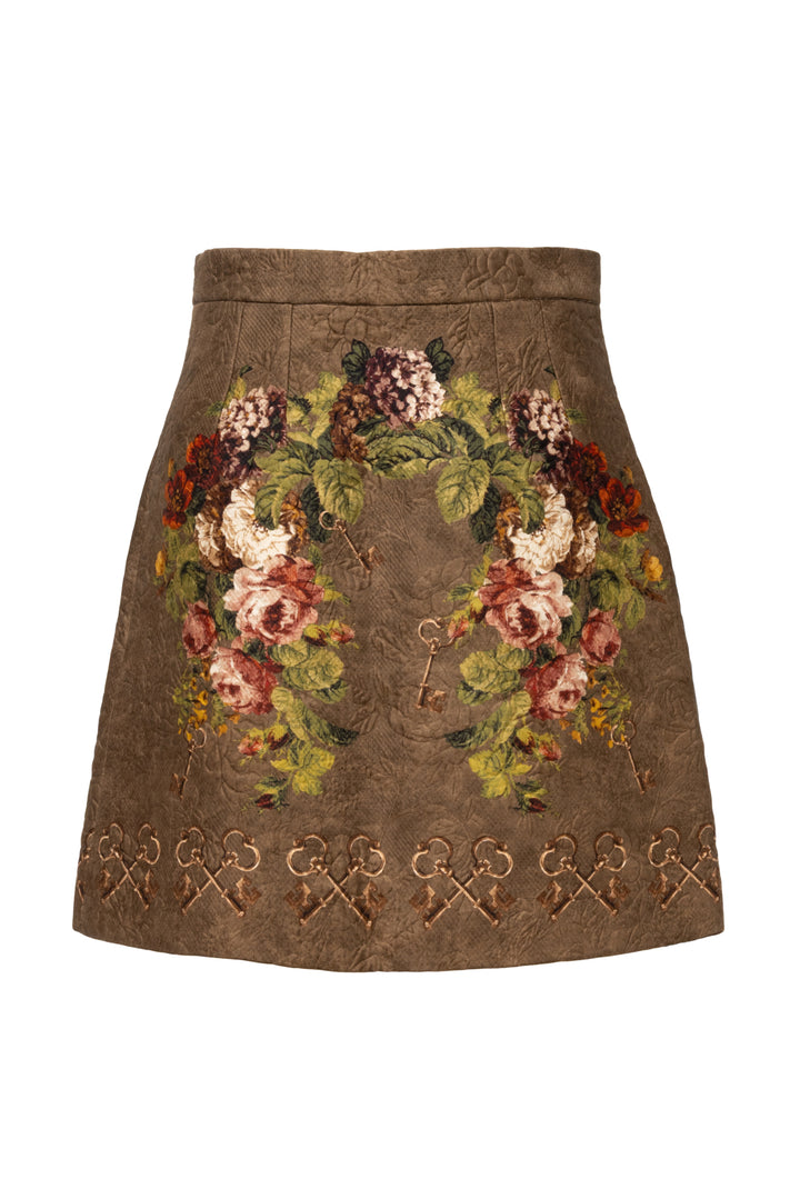 Dolce & Gabbana Size 40 Floral Jacquard Mini Skirt