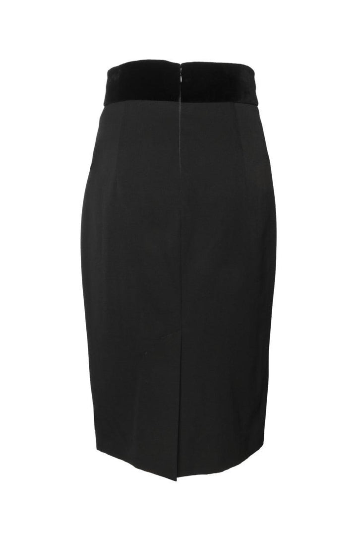 Alexander Mcqueen Size 42 Bow Embellished Velvet Paneled Wool Skirt