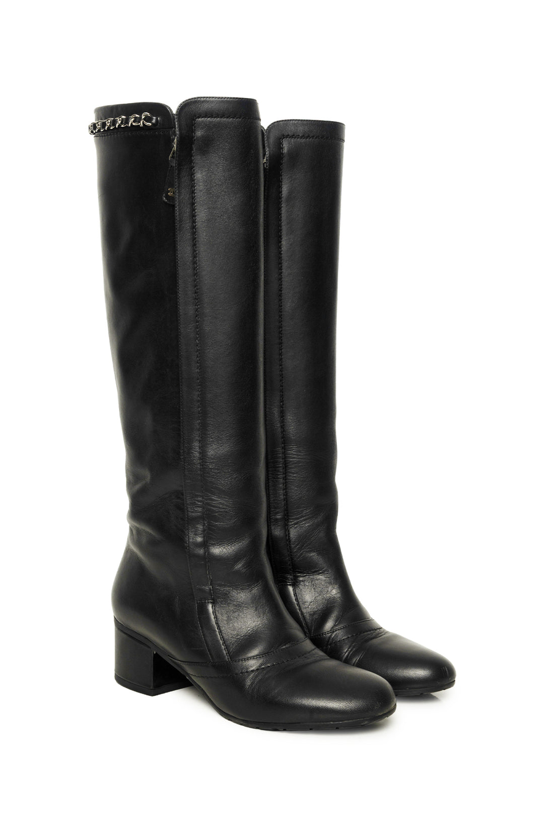 Chanel Size 37 Knee High Chain Detail Boots