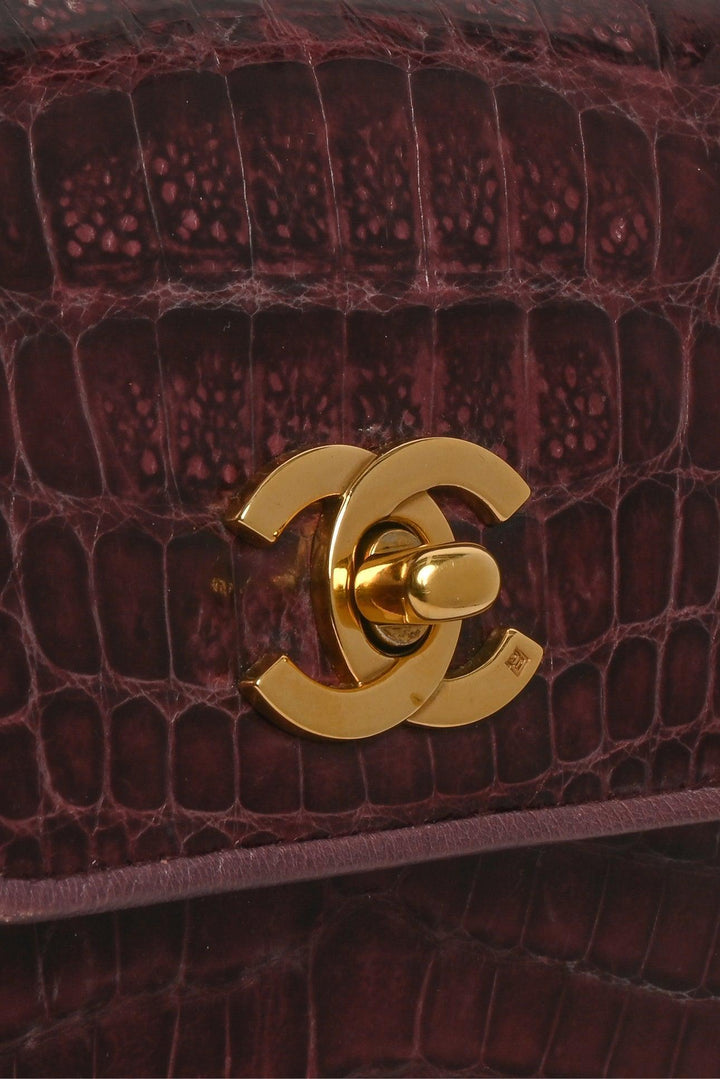 Chanel Vintage 1989-1991 Crocodile Octagon Flap Clutch Bag