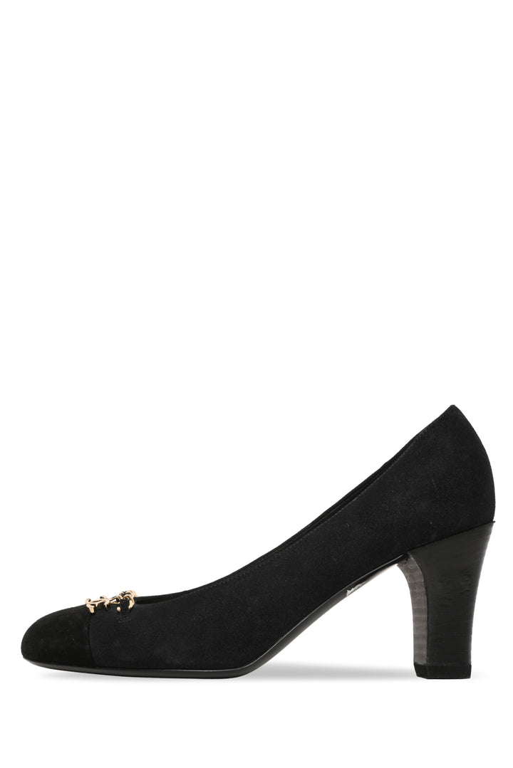 Chanel Size 37.5 Vintage CC Chain Link Cap Toe Pumps