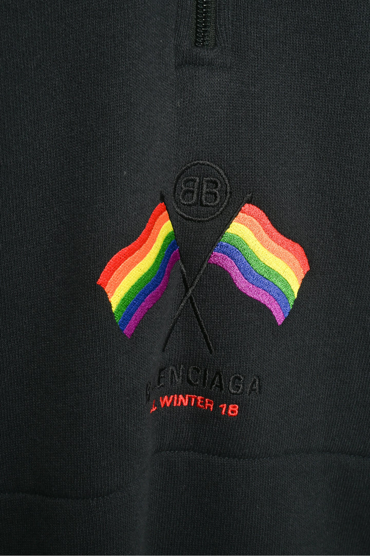 Balenciaga Size XS Men's Fall/Winter 18 Rainbow Flag Oversized Half Zip Sweater