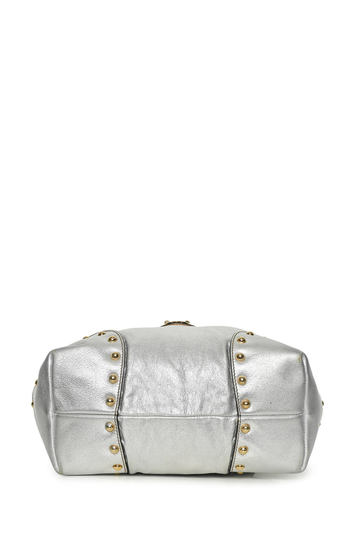 Dolce & Gabbana Studded Metallic Leather Buckle Shoulder Bag