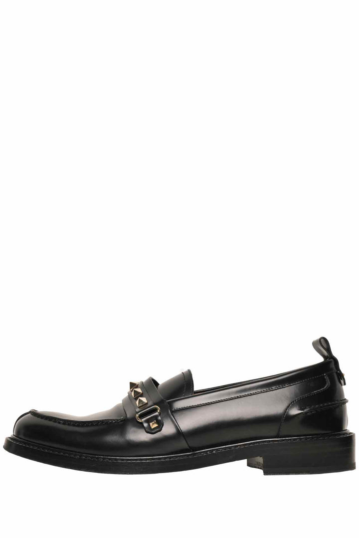 Valentino Size 38.5 Rockstud Accent Leather Loafers