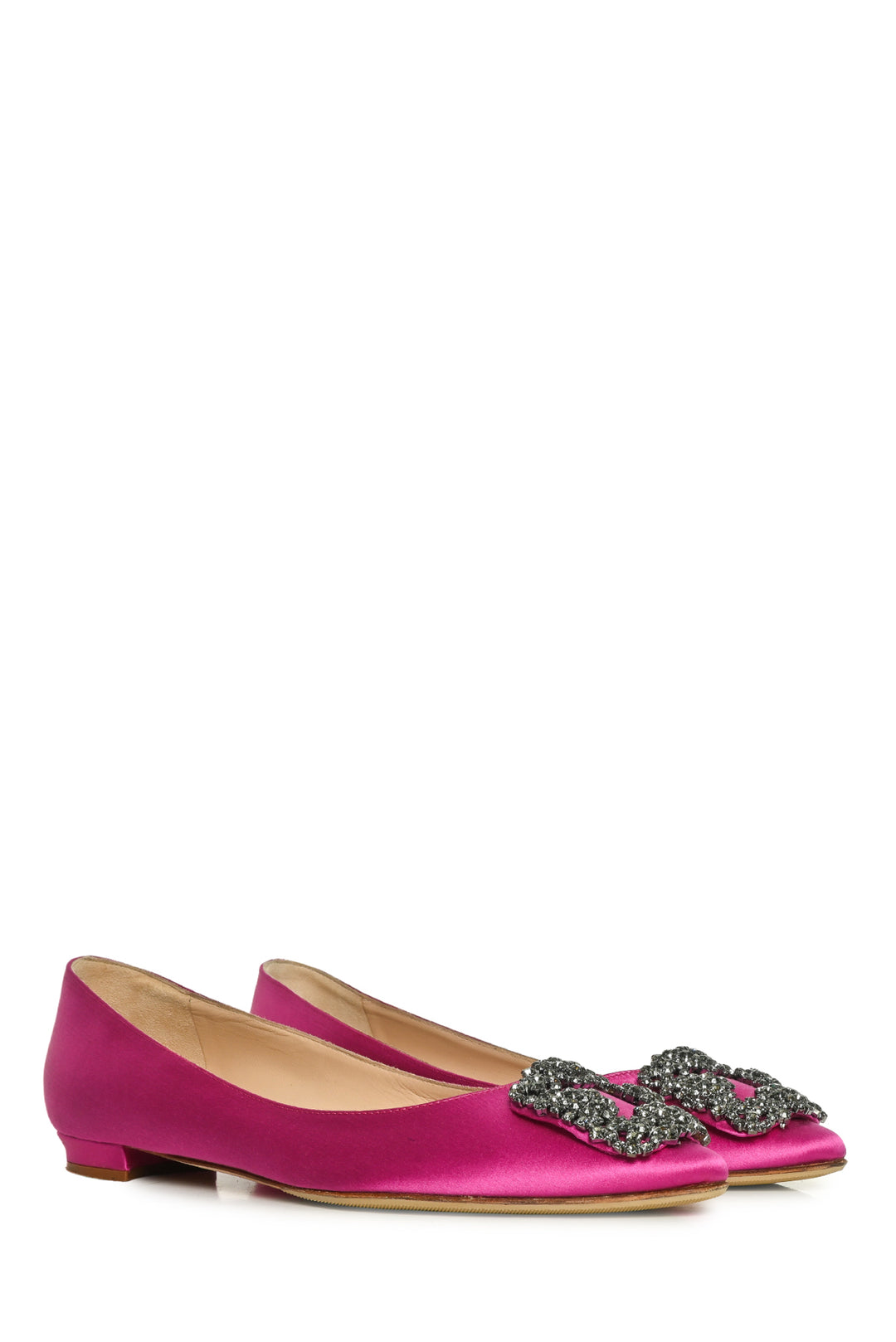 Manolo Blahnik Size 36 Hangisi Satin Jewel Buckle Flats