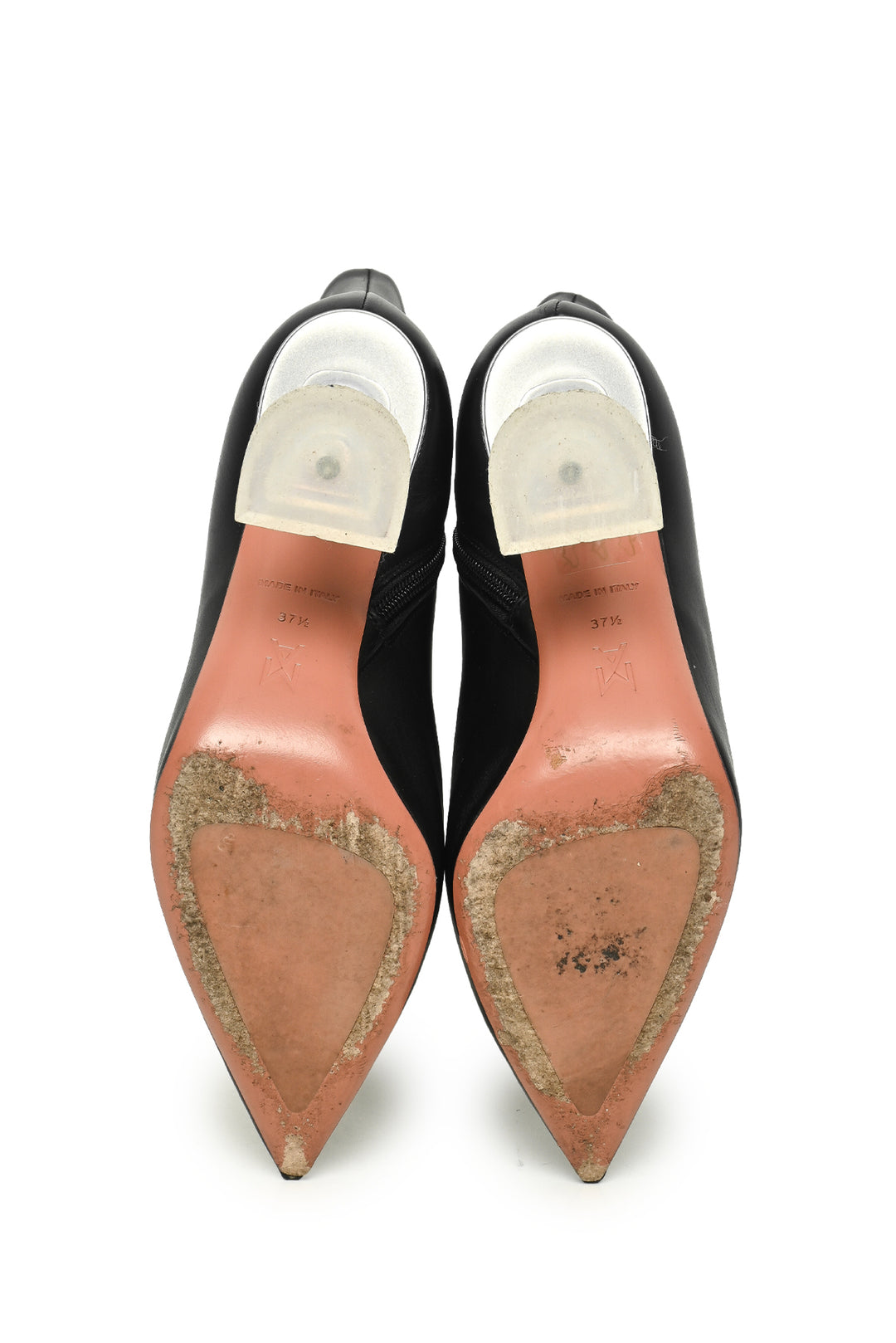 Amina Muaddi Size 37.5 Giorgia Glass Nappa Leather Ankle Boots