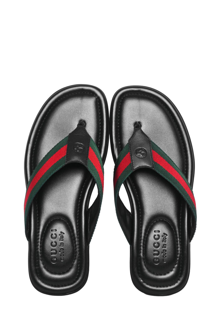 Gucci Size 8.5 Web Cleat Sole Thong Sandals