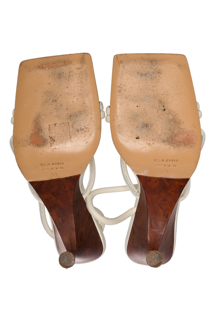 GIA/RHW Size 39 Strappy Metallic-Heel Slingback Sandals