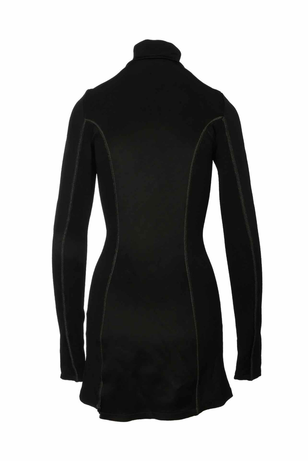 Off White Zip Up Ribbed Longsleeve Dress