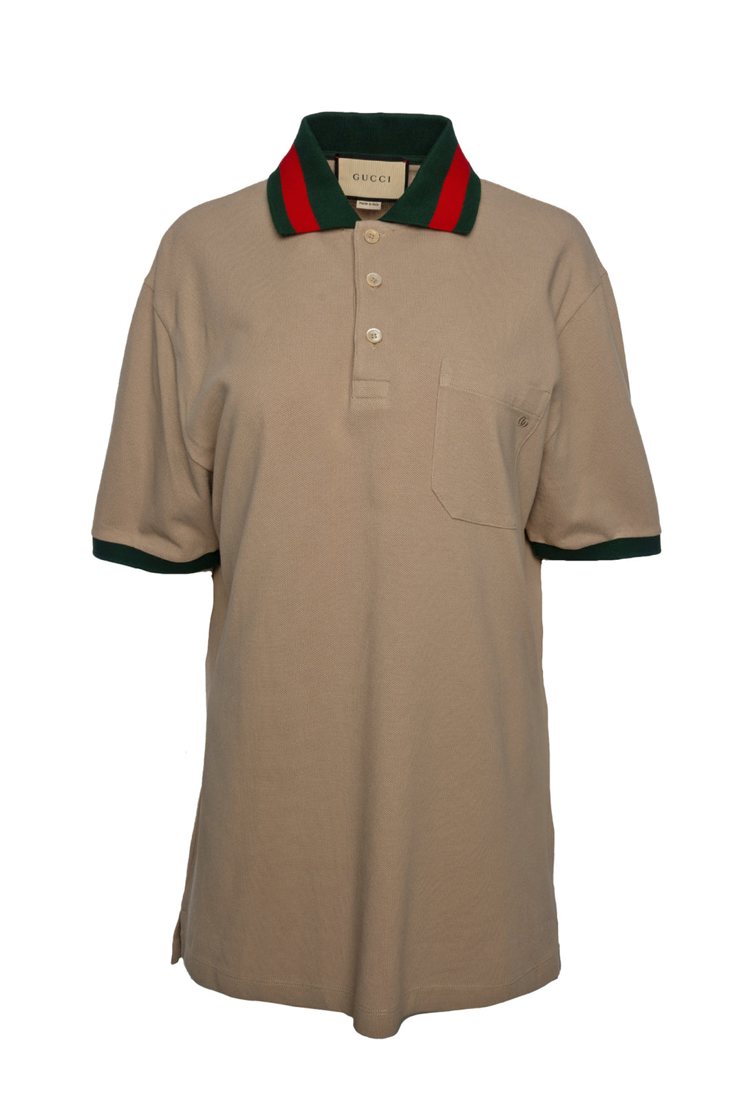 Gucci Size M Men's Cotton Piquet Web Collar Polo T-Shirt