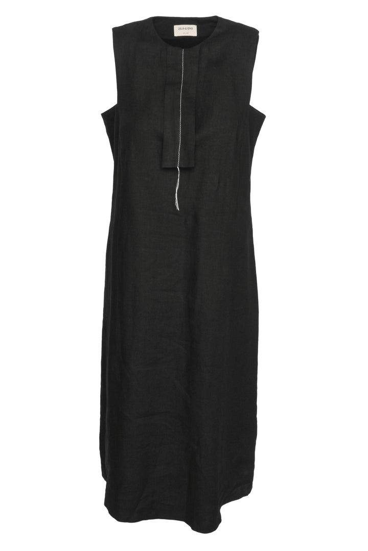 Zeus + Dione Size 6 Linen V-Neck Midi Dress