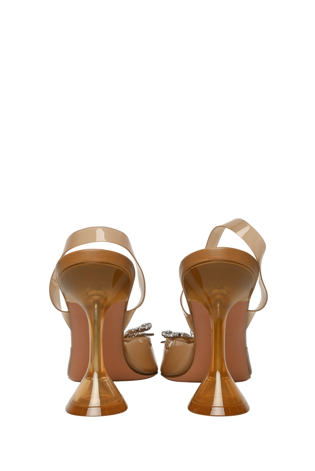 Amina Muaddi Size 38.5 Rosie Glass Crystal Bow PVC Slingback Pumps
