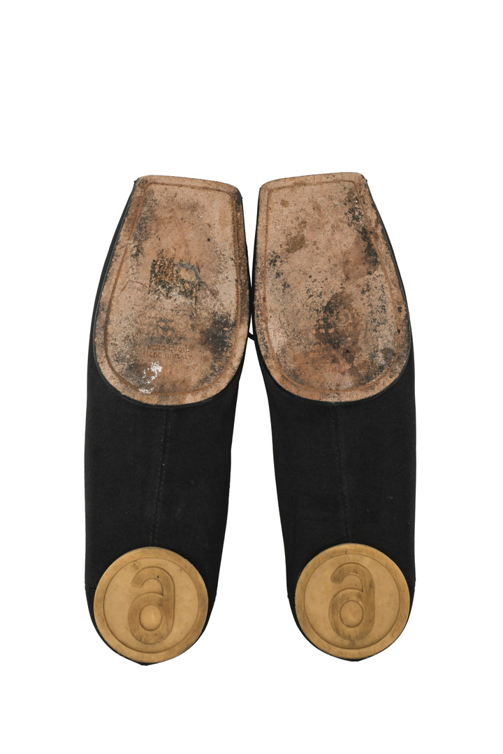 Maison Martin Margiela Size 38.5 Logo Square Toe Satin Pointe Ballerina Flats