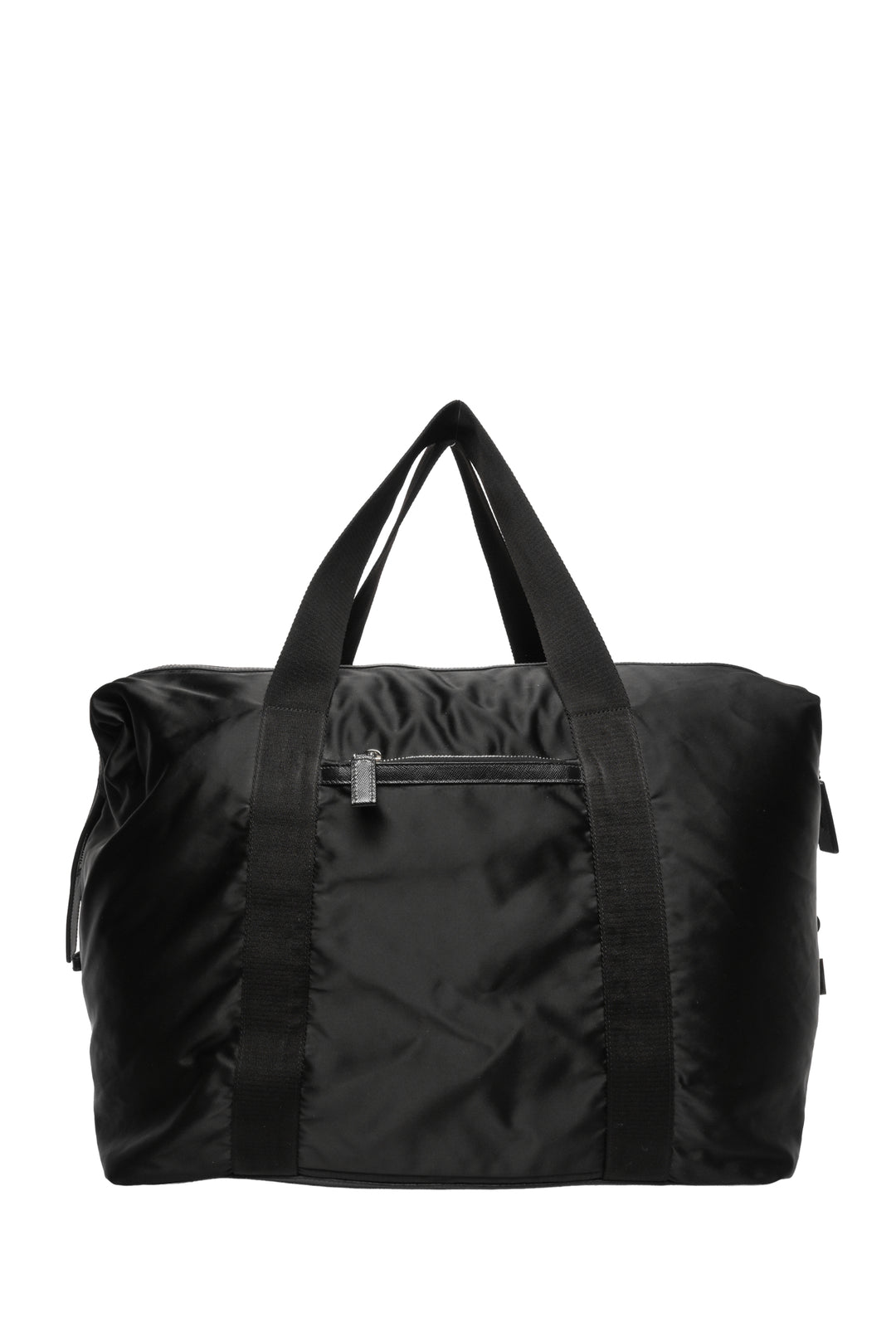 Prada Tessuto Nylon Logo Jacquard & Saffiano Leather-Trimmed Travel Duffle Bag