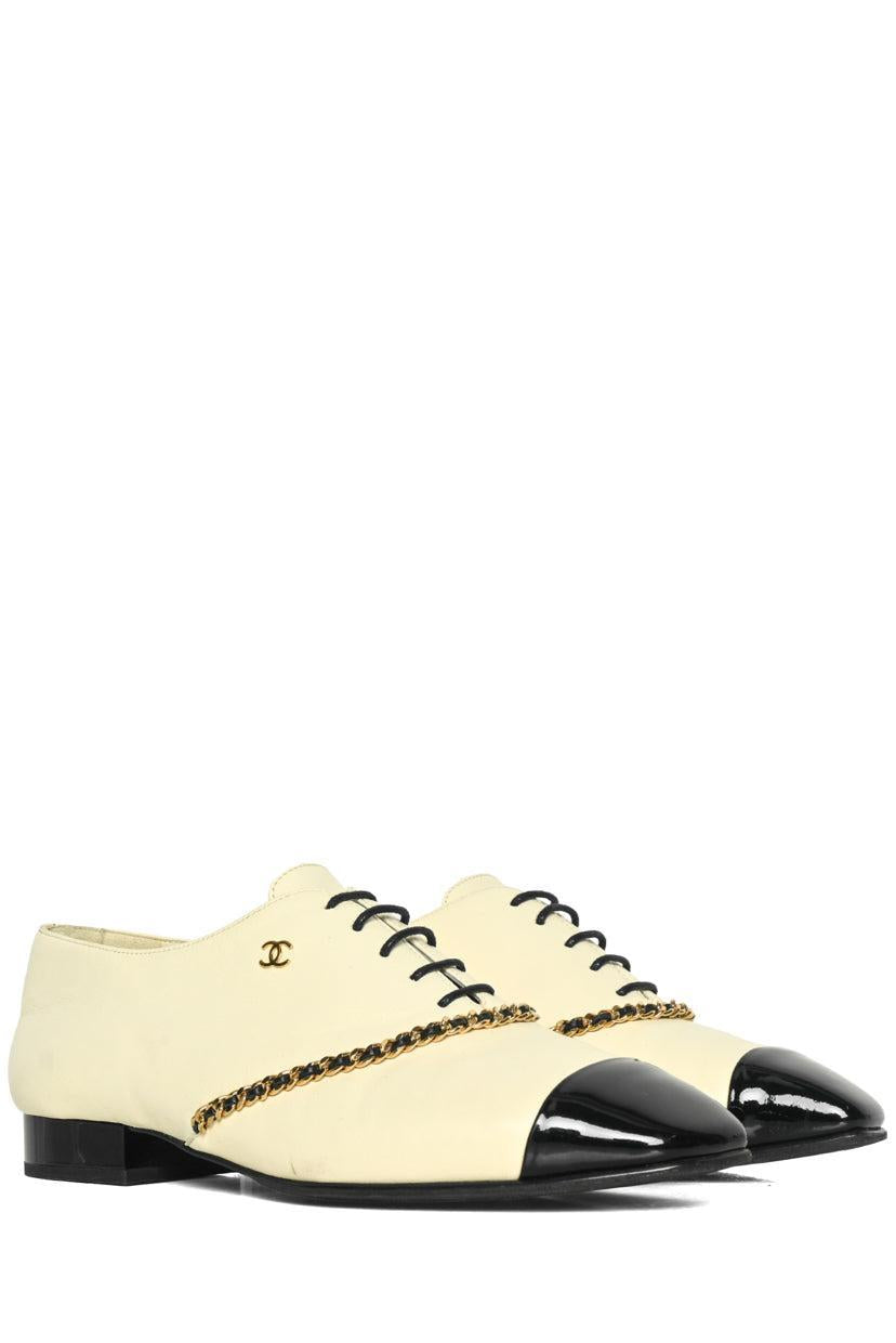 Chanel Size 36 Cap Toe Lace Up Oxfords