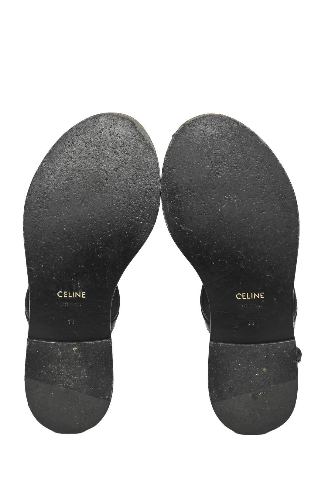 Celine Size 38 Leather Triomphe Thong Sandals