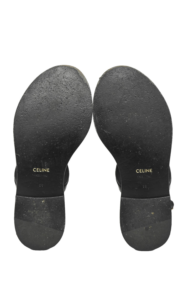 Celine Size 38 Leather Triomphe Thong Sandals