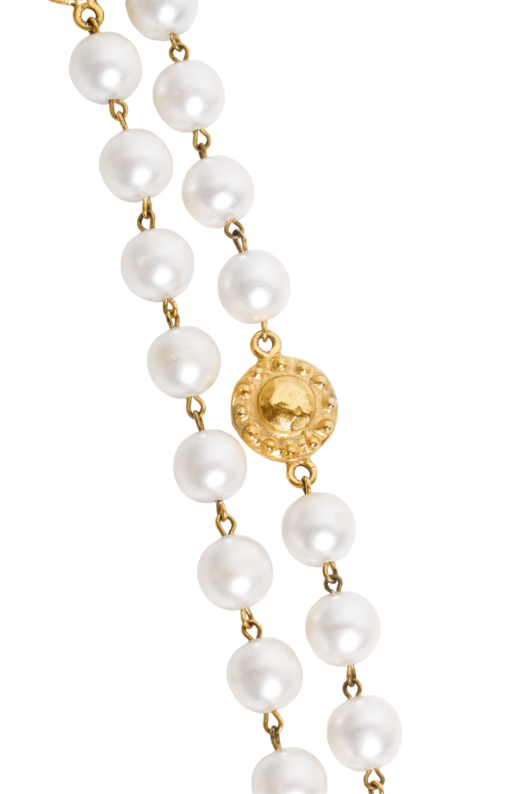 Chanel Vintage Season 23 Gold Plated CC Faux Pearl Necklace