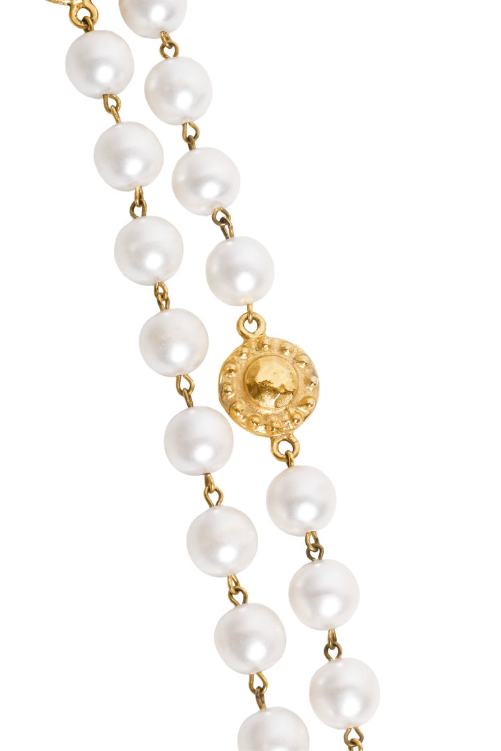 Chanel Vintage Season 23 Gold Plated CC Faux Pearl Necklace