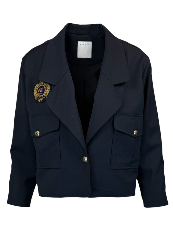 Sandro Size 34 Crest Patch Jacket